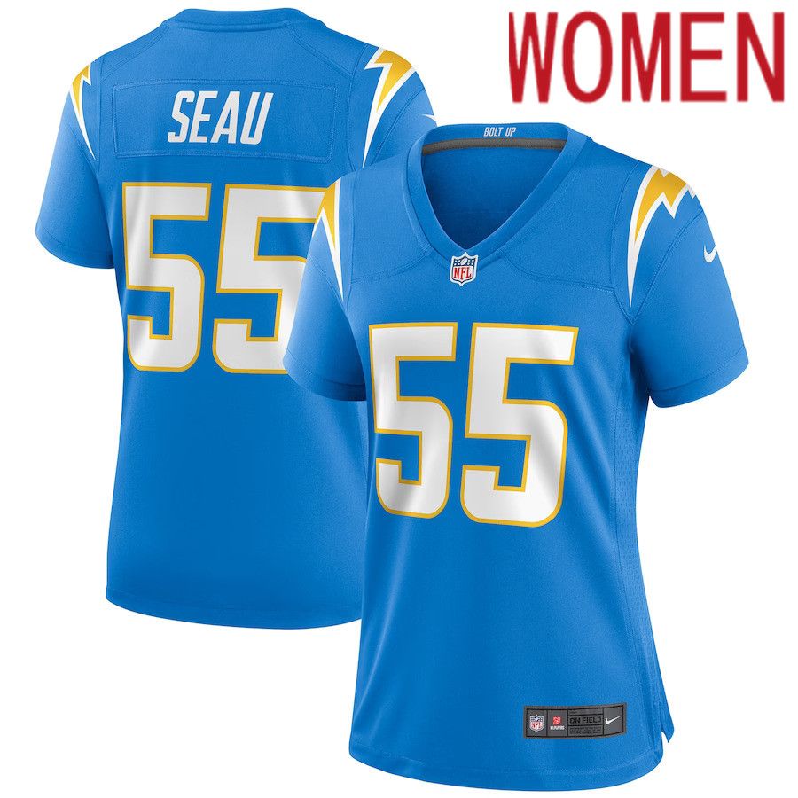 Women Los Angeles Chargers 55 Junior Seau Nike Powder Blue Game Retired Player NFL Jersey